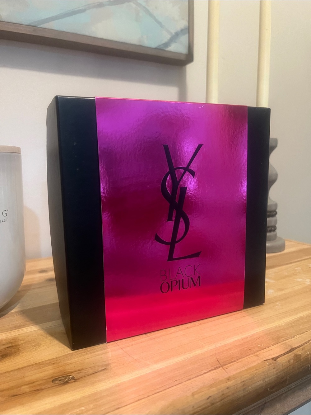 Yves Saint Laurent Perfume and Lotion Metallic Hot Pink and Black Decorative Box